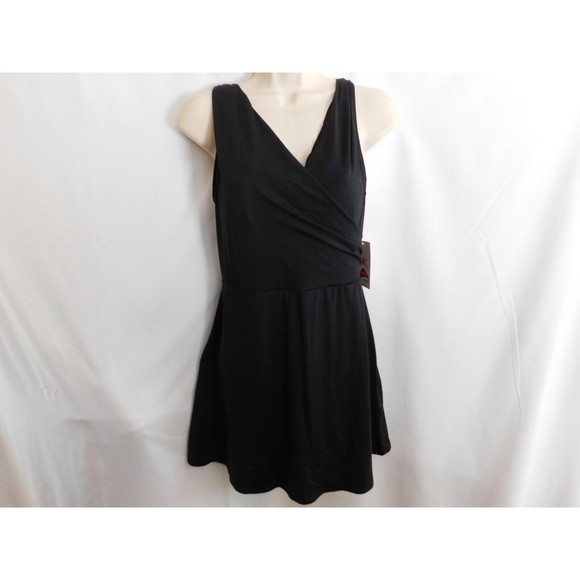 Lands&apos; End Other - Lands End Swimsuit Black Faux Wrap Swim Dress Beach Bathing Suit Size 8 ~NEW~